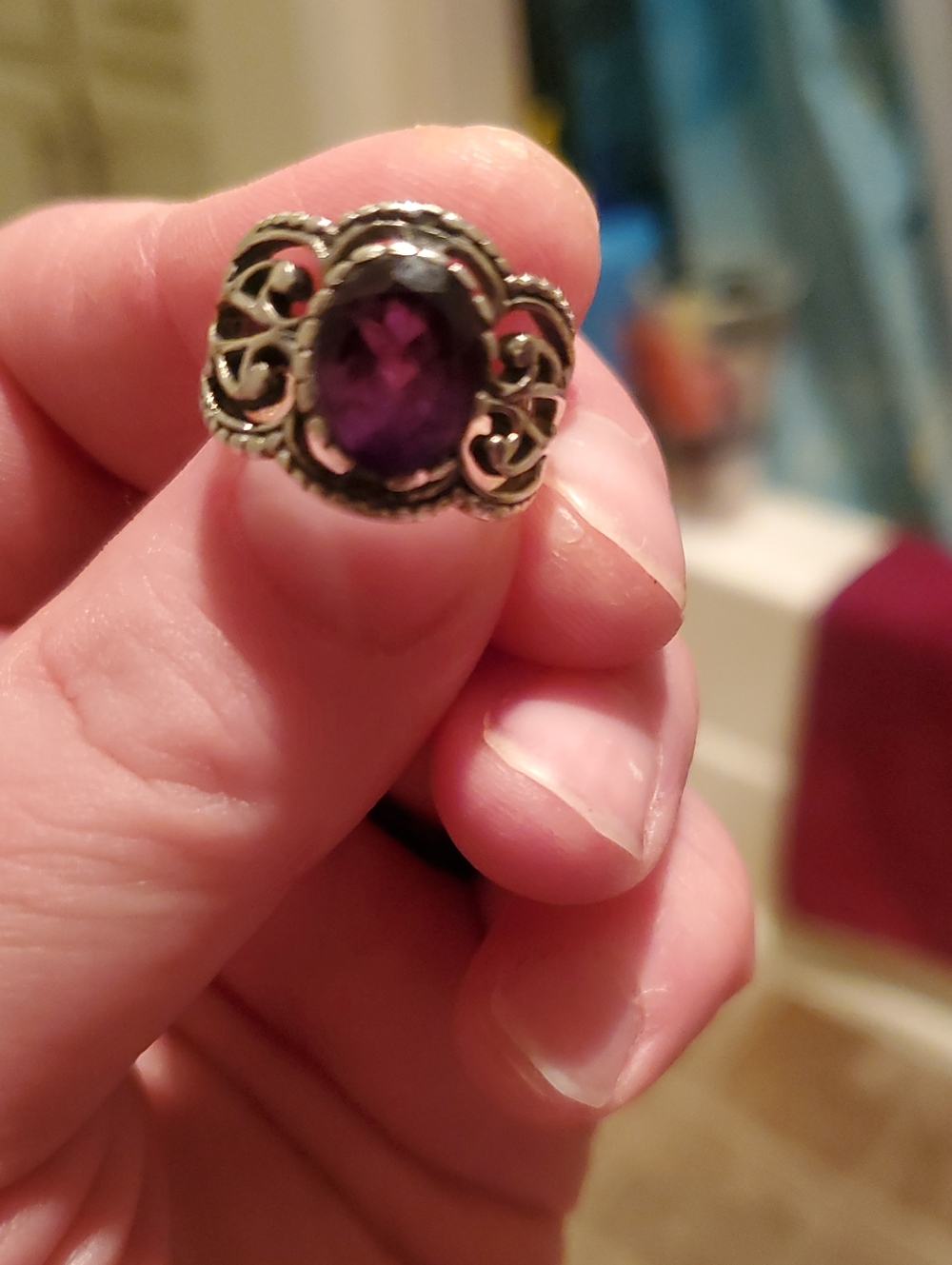 Sterling Silver Amethyst Ring - Purple Gemstone Women's Ring